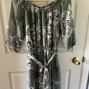 Maurices Mint Green Dress with Black and White Floral Print